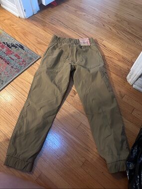 Khaki Casual Fleece Lined Jogger Pants (7/8)